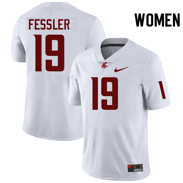 Women #19 Van Fessler Washington State Cougars College Football Jerseys Stitched-White